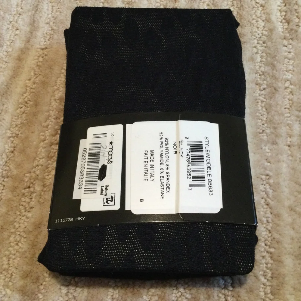 DKNY Fashion Hosiery Animal Burnout Tight Black Size Medium